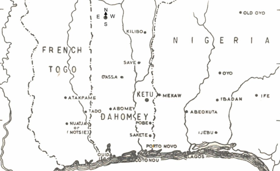 map of togo, benin, nigeria,