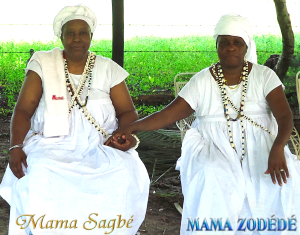 Founders of The Mami Wata Healers Society Temple of Mawu, Chief Hounon Amengansies Mama Zogbe and Mama Zodede, sitting.